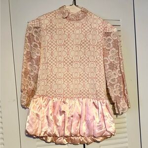 Vintage Elegant Pink Lace Kids Formal Dress